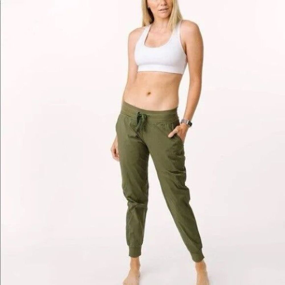 Zyia Active Olive Snag Resistant Lightweight Elastic Drawstring Trial Joggers L